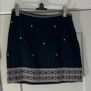 Madewell Black and White Embroidered Pencil Skirt